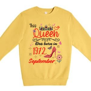 September 1972 Birthday This Queen Was Born In September Cute Gift Premium Crewneck Sweatshirt