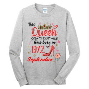 September 1972 Birthday This Queen Was Born In September Cute Gift Tall Long Sleeve T-Shirt