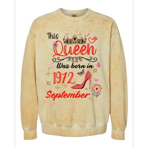 September 1972 Birthday This Queen Was Born In September Cute Gift Colorblast Crewneck Sweatshirt