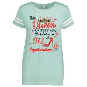 September 1972 Birthday This Queen Was Born In September Cute Gift Enza Ladies Jersey Football T-Shirt