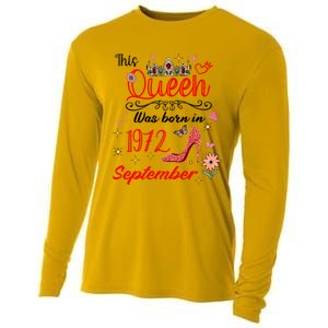 September 1972 Birthday This Queen Was Born In September Cute Gift Cooling Performance Long Sleeve Crew