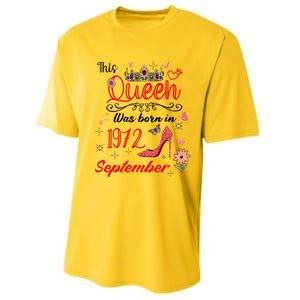 September 1972 Birthday This Queen Was Born In September Cute Gift Performance Sprint T-Shirt