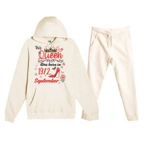 September 1972 Birthday This Queen Was Born In September Cute Gift Premium Hooded Sweatsuit Set