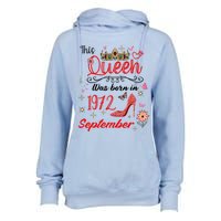 September 1972 Birthday This Queen Was Born In September Cute Gift Womens Funnel Neck Pullover Hood