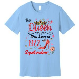 September 1972 Birthday This Queen Was Born In September Cute Gift Premium T-Shirt