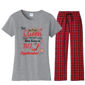 September 1972 Birthday This Queen Was Born In September Cute Gift Women's Flannel Pajama Set