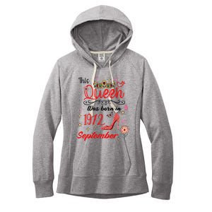 September 1972 Birthday This Queen Was Born In September Cute Gift Women's Fleece Hoodie