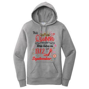 September 1972 Birthday This Queen Was Born In September Cute Gift Women's Pullover Hoodie