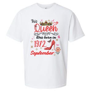 September 1972 Birthday This Queen Was Born In September Cute Gift Sueded Cloud Jersey T-Shirt