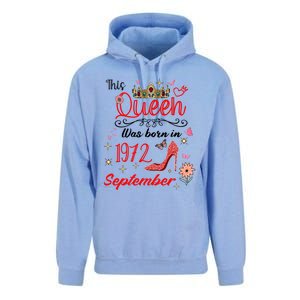 September 1972 Birthday This Queen Was Born In September Cute Gift Unisex Surf Hoodie