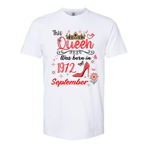 September 1972 Birthday This Queen Was Born In September Cute Gift Softstyle CVC T-Shirt