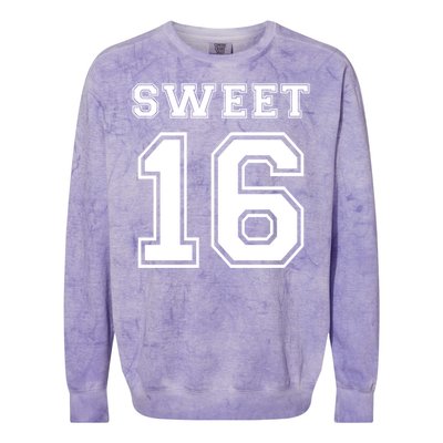 Sweet 16 Birthday Party Teen Football Jersey Graphic Gift Colorblast Crewneck Sweatshirt