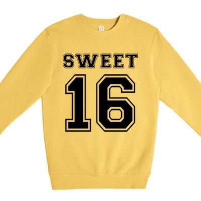 Sweet 16 Birthday Party Teen Football Jersey Graphic Gift Premium Crewneck Sweatshirt