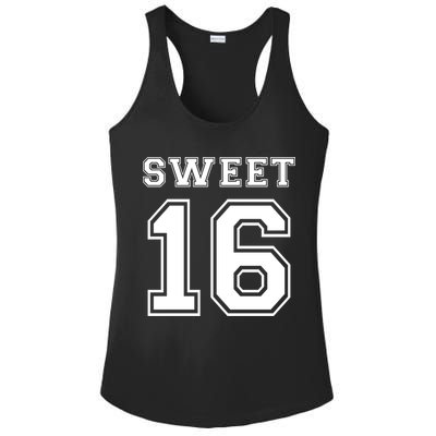 Sweet 16 Birthday Party Teen Football Jersey Graphic Gift Ladies PosiCharge Competitor Racerback Tank