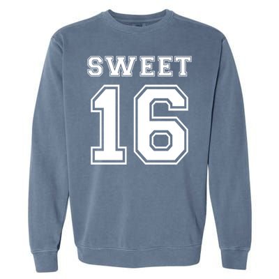 Sweet 16 Birthday Party Teen Football Jersey Graphic Gift Garment-Dyed Sweatshirt