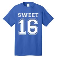 Sweet 16 Birthday Party Teen Football Jersey Graphic Gift Tall T-Shirt