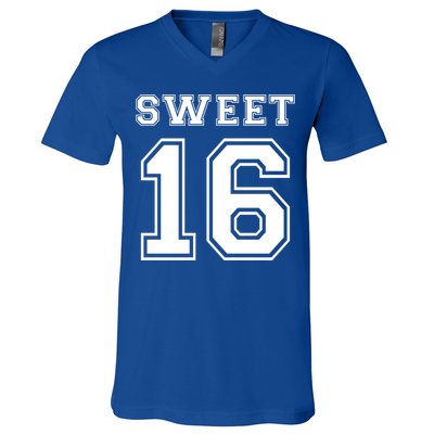 Sweet 16 Birthday Party Teen Football Jersey Graphic Gift V-Neck T-Shirt
