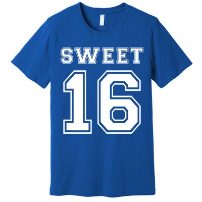 Sweet 16 Birthday Party Teen Football Jersey Graphic Gift Premium T-Shirt