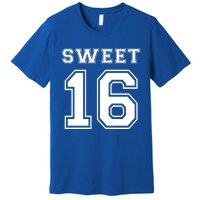 Sweet 16 Birthday Party Teen Football Jersey Graphic Gift Premium T-Shirt