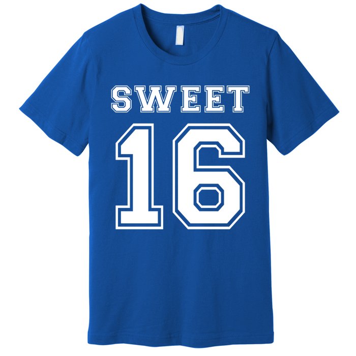 Sweet 16 Birthday Party Teen Football Jersey Graphic Gift Premium T-Shirt