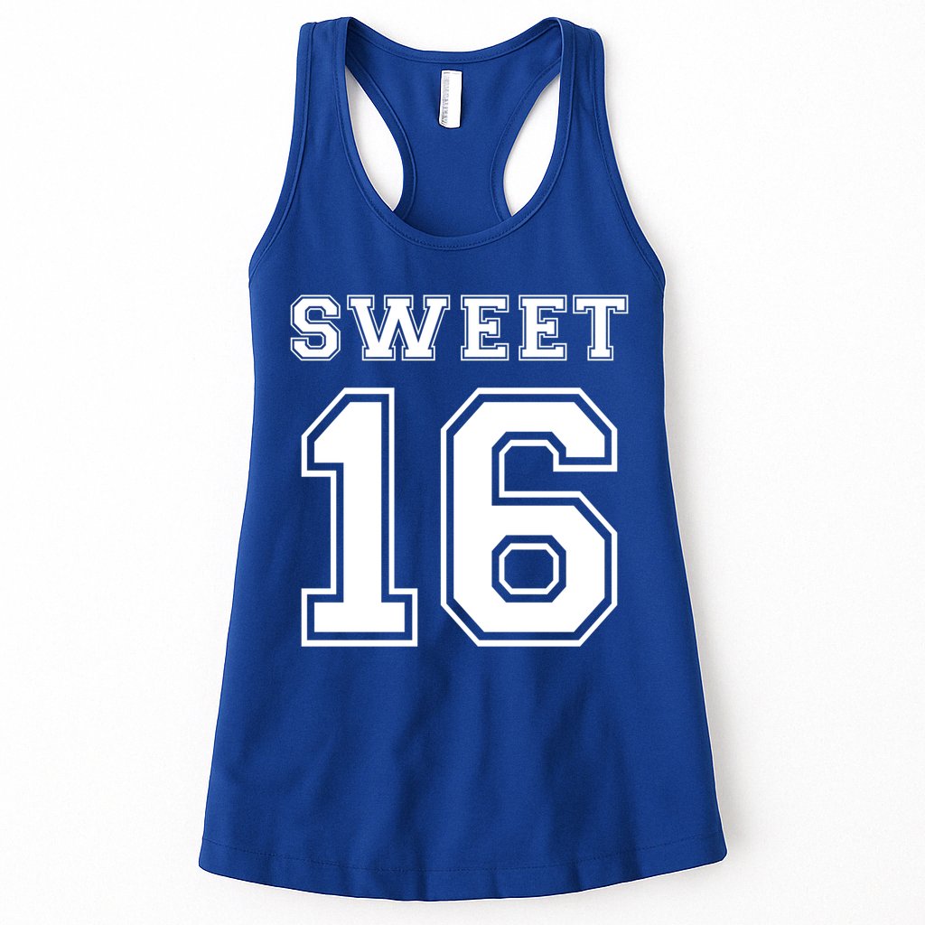 Sweet 16 Birthday Party Teen Football Jersey Graphic Gift Womens Tank Top