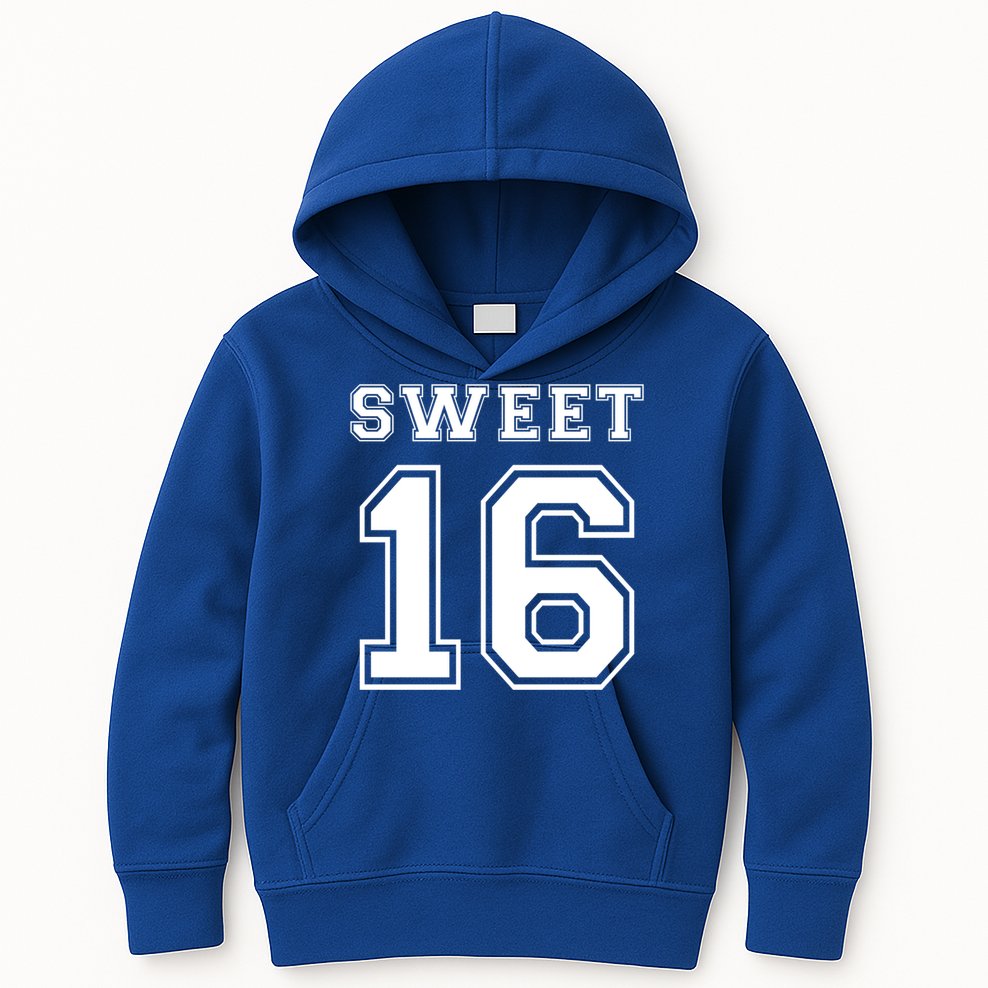 Sweet 16 Birthday Party Teen Football Jersey Graphic Gift Kids Hoodie