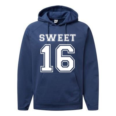 Sweet 16 Birthday Party Teen Football Jersey Graphic Gift Performance Fleece Hoodie