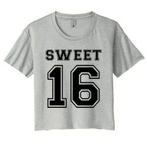 Sweet 16 Birthday Party Teen Football Jersey Graphic Gift Women's Crop Top Tee