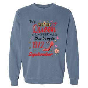 September 1972 Birthday This Queen Was Born In September Gift Garment-Dyed Sweatshirt