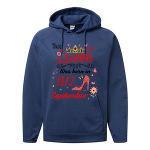 September 1972 Birthday This Queen Was Born In September Gift Performance Fleece Hoodie