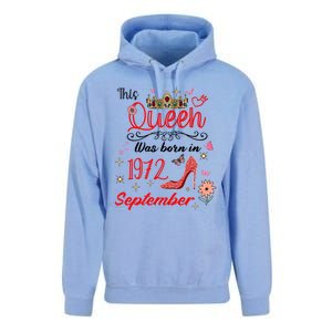 September 1972 Birthday This Queen Was Born In September Gift Unisex Surf Hoodie