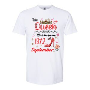 September 1972 Birthday This Queen Was Born In September Gift Softstyle CVC T-Shirt