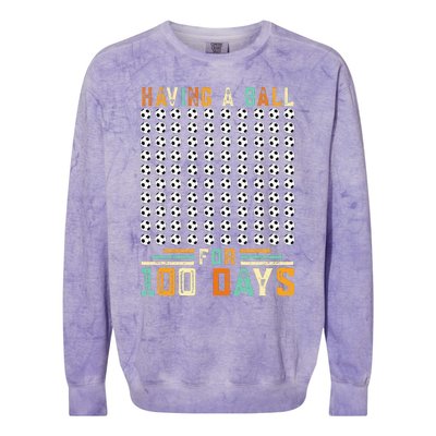 Soccer 100th Day Of School  Colorblast Crewneck Sweatshirt