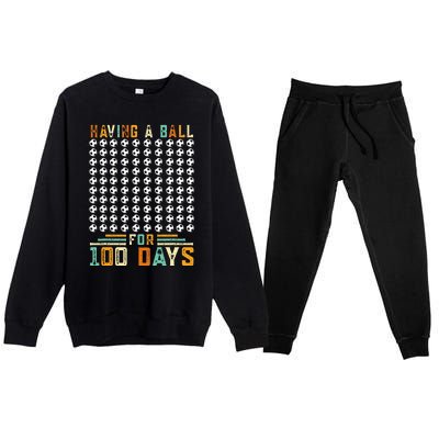 Soccer 100th Day Of School  Premium Crewneck Sweatsuit Set