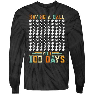 Soccer 100th Day Of School  Tie-Dye Long Sleeve Shirt