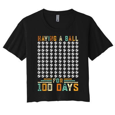 Soccer 100th Day Of School  Women's Crop Top Tee