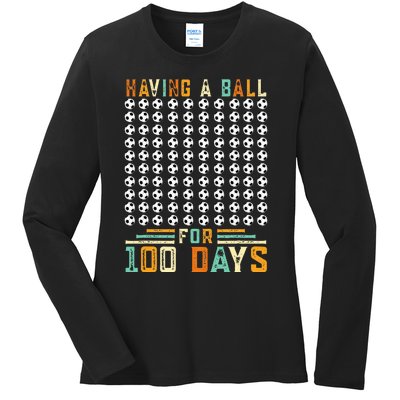 Soccer 100th Day Of School  Ladies Long Sleeve Shirt