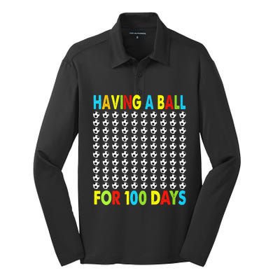 Soccer 100th Day Of School For 100 Days Silk Touch Performance Long Sleeve Polo