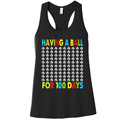 Soccer 100th Day Of School For 100 Days Women's Racerback Tank