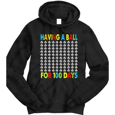 Soccer 100th Day Of School For 100 Days Tie Dye Hoodie