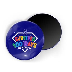 Survived 100 Days Of School 100 Days Smarter Brighter Funny Gift Magnet