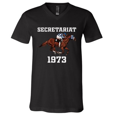 Secretariat 1973 Derby Horse Racing V-Neck T-Shirt