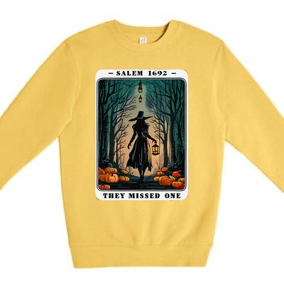 Salem 1692 Halloween Witch They Missed One Tarot Card Premium Crewneck Sweatshirt