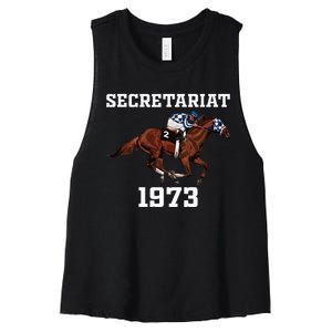 Secretariat 1973 Horse Racing Women's Racerback Cropped Tank