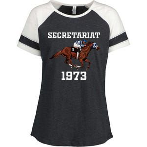 Secretariat 1973 Horse Racing Enza Ladies Jersey Colorblock Tee