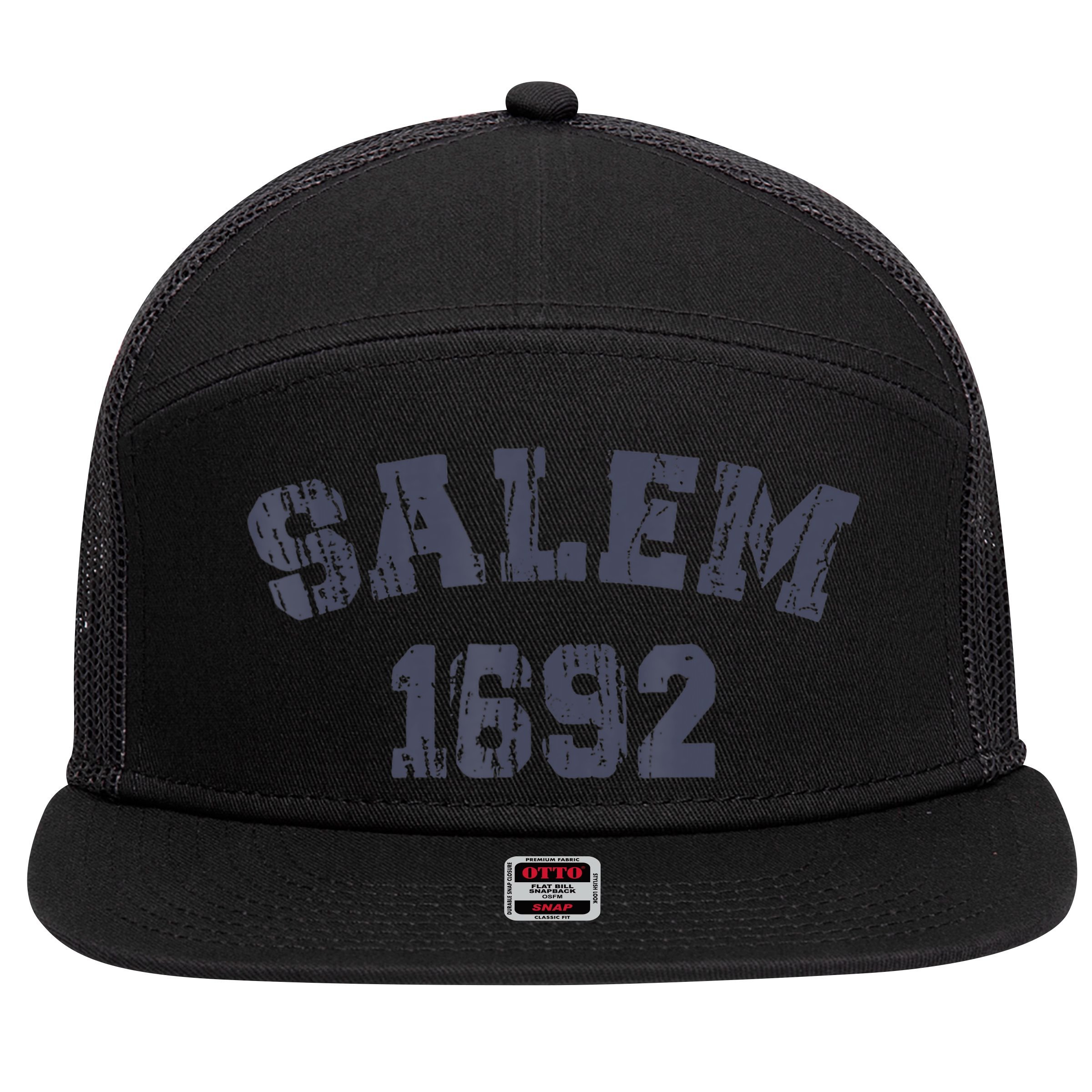 Salem 1692 Halloween Witch Retro 7 Panel Mesh Trucker Snapback Hat