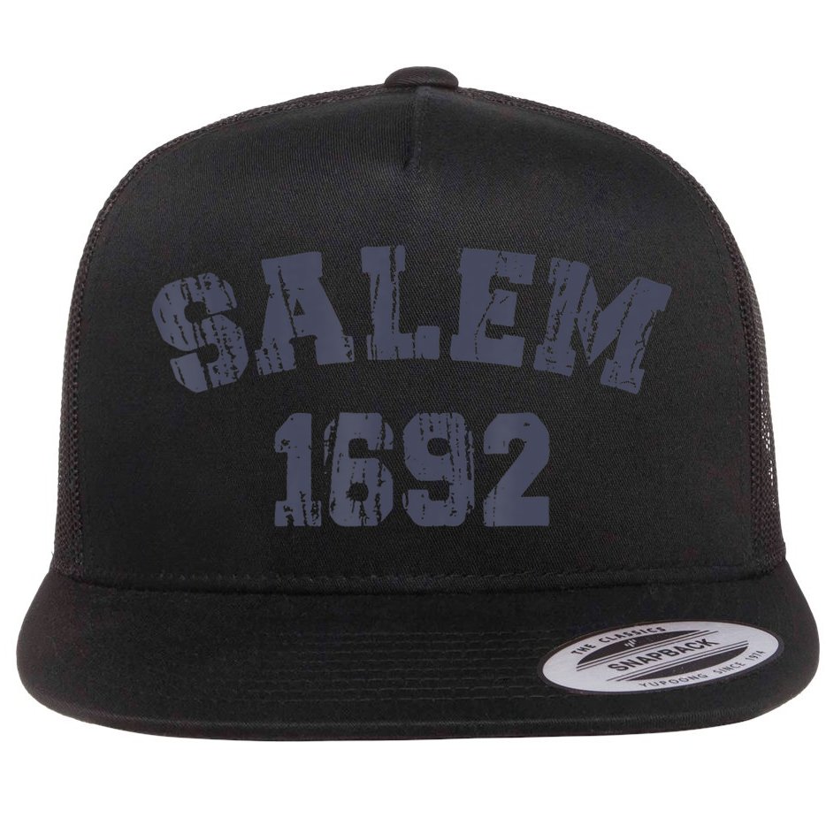 Salem 1692 Halloween Witch Retro Flat Bill Trucker Hat
