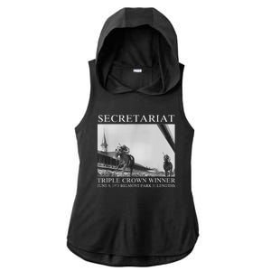 Secretariat 1973 Horse Racing Ladies PosiCharge Tri-Blend Wicking Draft Hoodie Tank