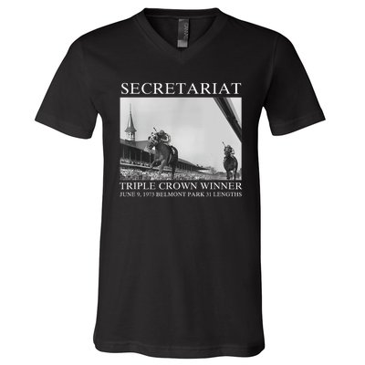 Secretariat 1973 Horse Racing V-Neck T-Shirt