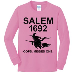 Salem 1692 Missed One Witch Funny Halloween Kids Long Sleeve Shirt